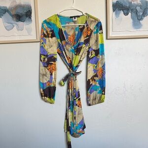 Colorful Floral Silk Dress